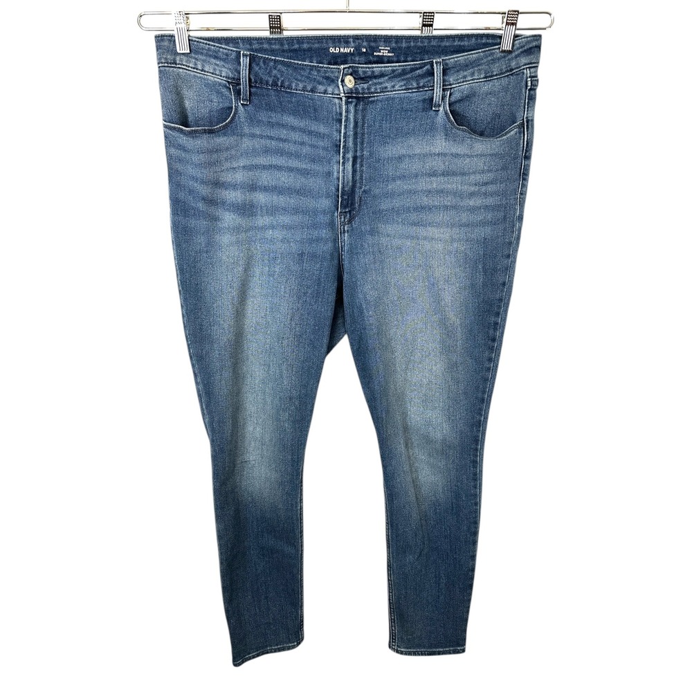 Old Navy Plus Size 18 Jeans High Rise Super Skinny Blue Denim Stretch Solid 1027